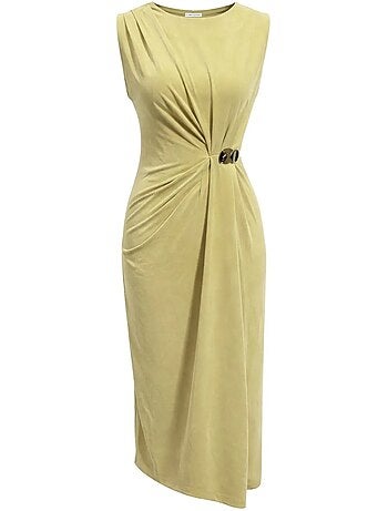 Robe midi cintrée à col rond mixray