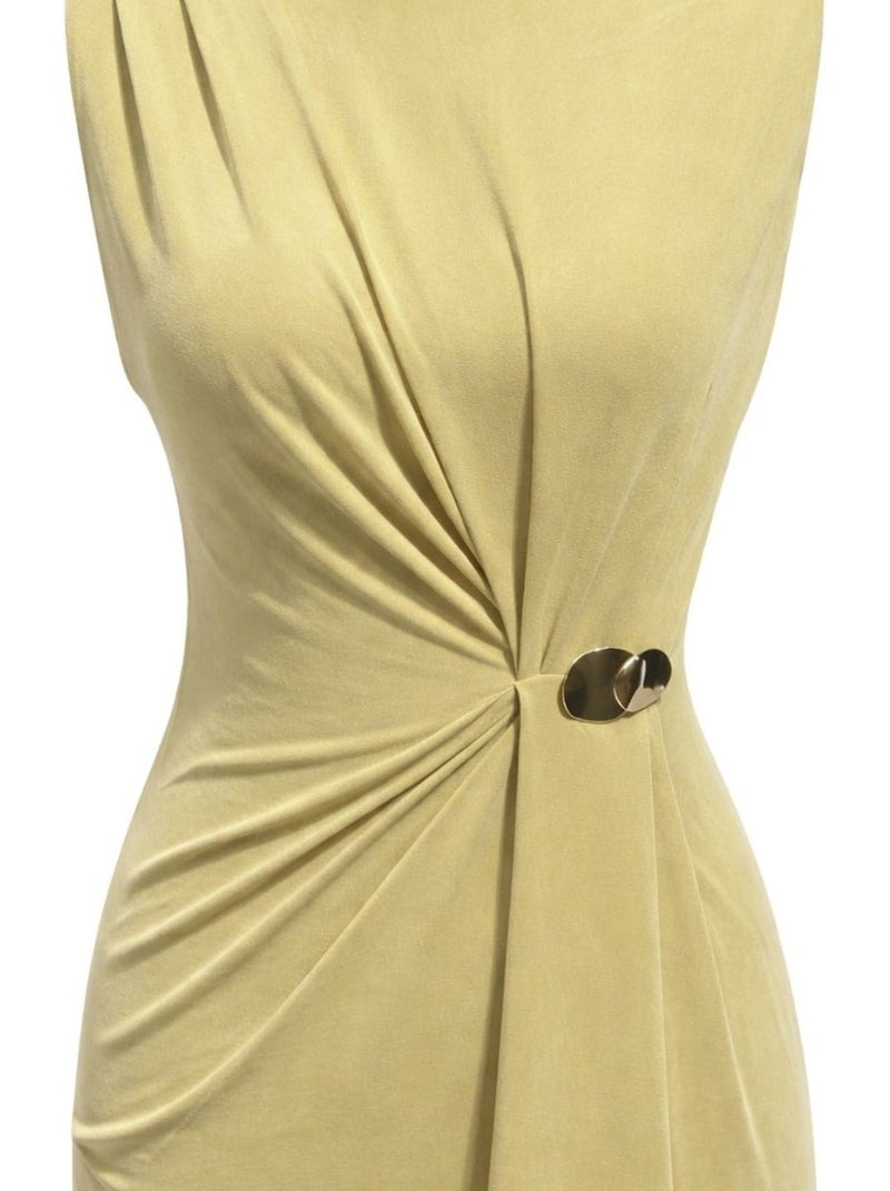 Robe midi cintrée à col rond mixray Vert kaki - Kiabi