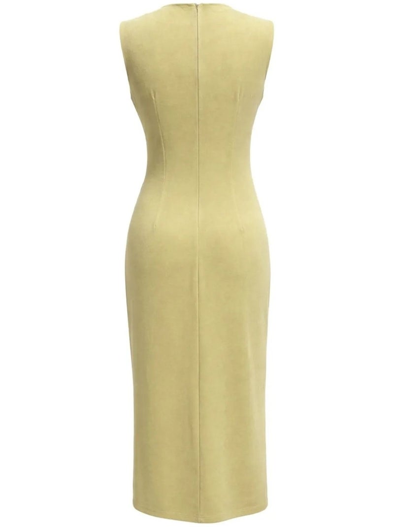 Robe midi cintrée à col rond mixray Vert kaki - Kiabi