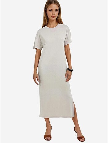 Robe midi côtelée à col rond busem
