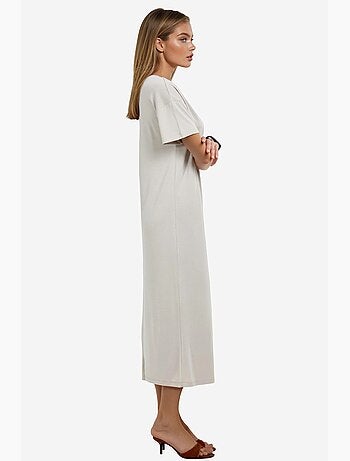 Robe midi côtelée à col rond busem