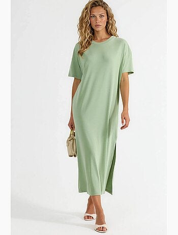 Robe midi côtelée à col rond busem