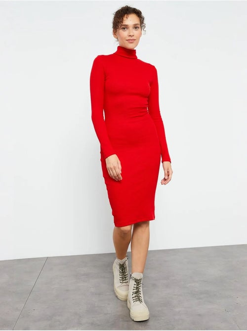 Robe midi côtelée à col roulé tommy - Kiabi Robe midi côtelée à col roulé tommy - Kiabi