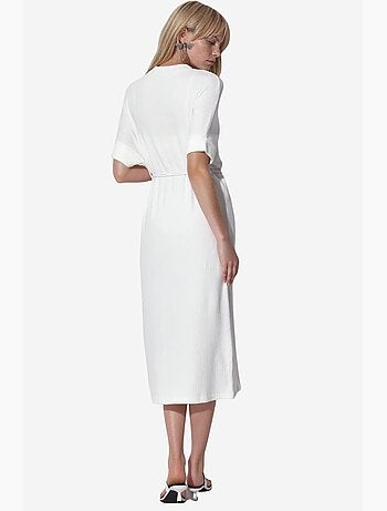 Robe midi côtelée avec ceinture busem