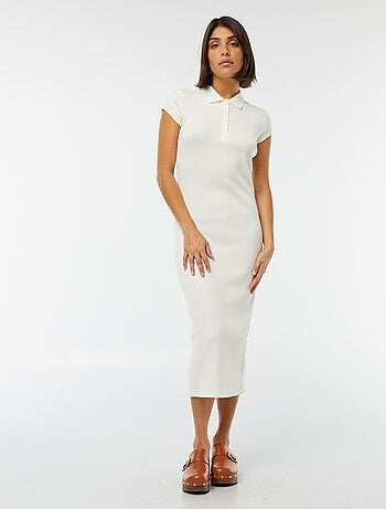 Robe midi côtelée avec un col polo