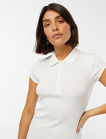 Robe midi côtelée avec un col polo