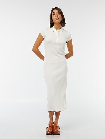 Robe midi côtelée avec un col polo