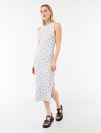 Robe midi côtelée sans manches