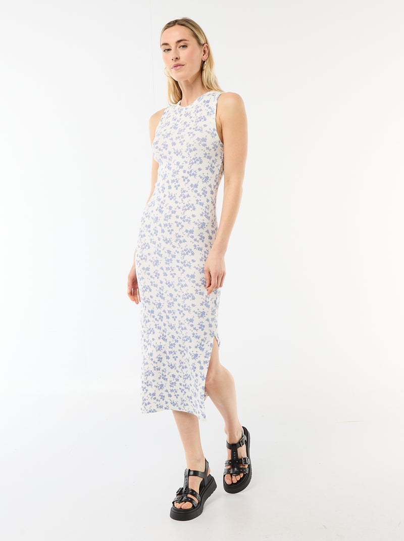 Robe midi côtelée sans manches Beige - Kiabi