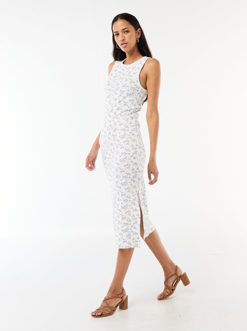 Robe midi côtelée sans manches - Kiabi
