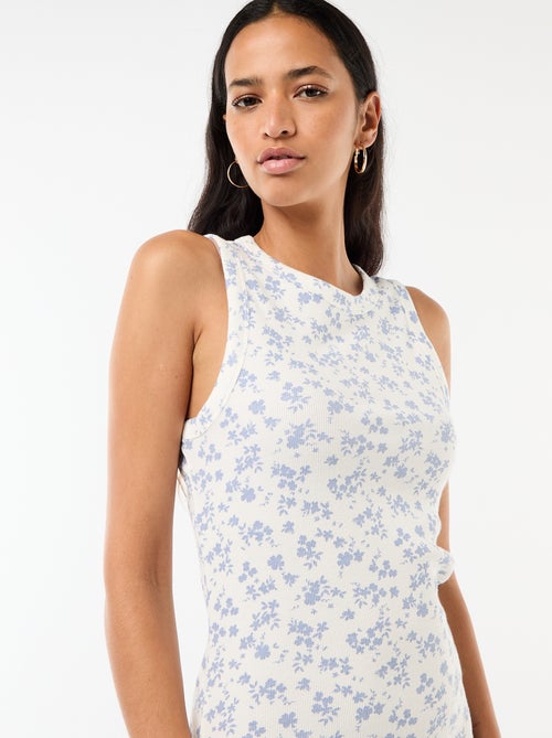 Robe midi côtelée sans manches - Kiabi