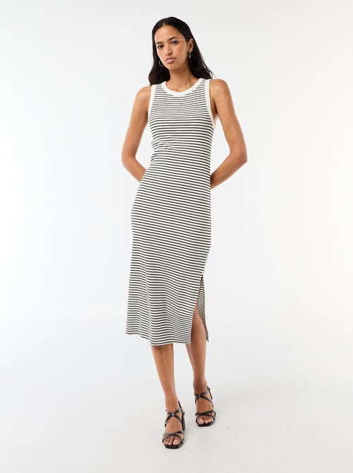 Robe midi côtelée sans manches - Kiabi
