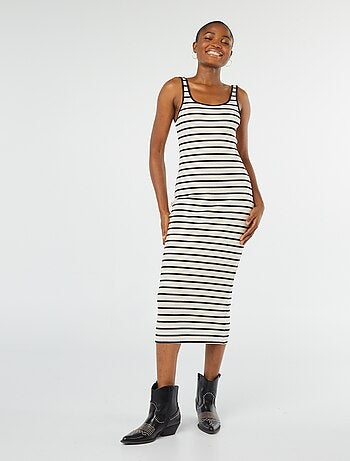 Robe midi côtelée sans manches