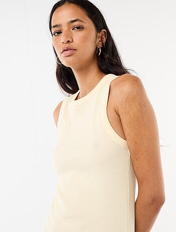 Robe midi côtelée sans manches