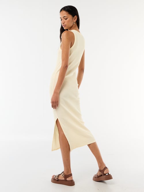Robe midi côtelée sans manches - Kiabi