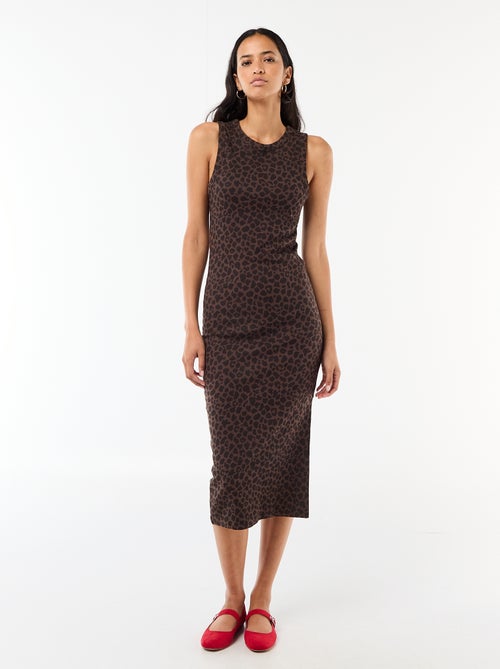 Robe midi côtelée sans manches - Kiabi