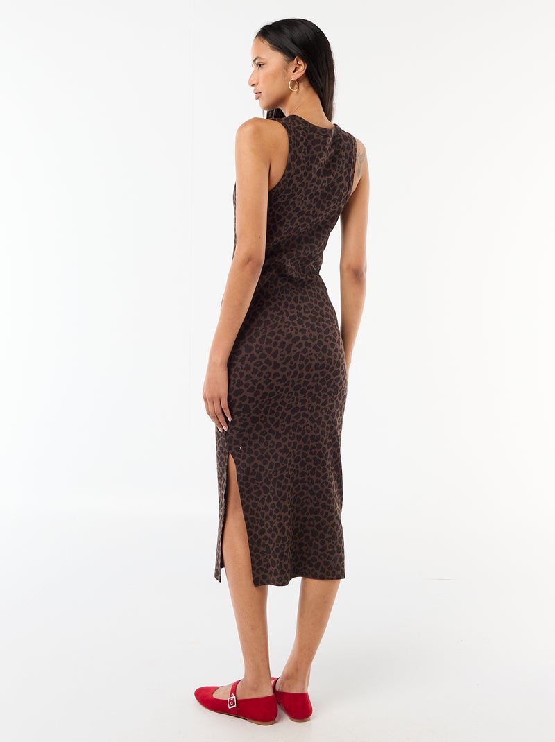 Robe midi côtelée sans manches Marron - Kiabi
