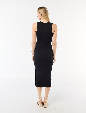 Robe midi côtelée sans manches