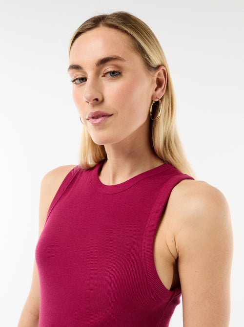 Robe midi côtelée sans manches - Kiabi