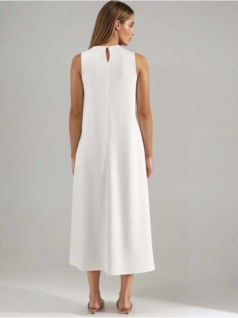 Robe midi coupe décontractée à col rond hiccup Blanc cassé - Kiabi