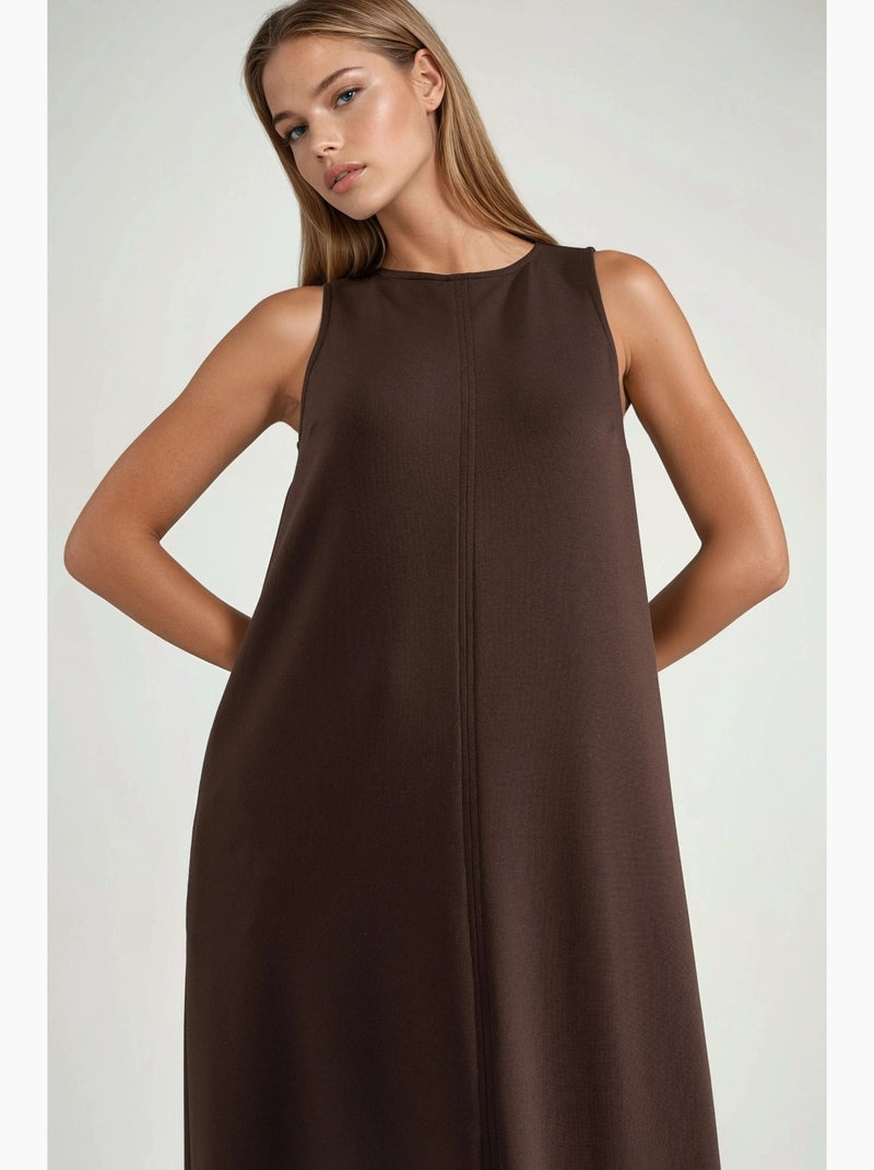 Robe midi coupe décontractée à col rond hiccup Marron foncé - Kiabi