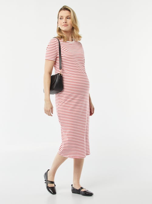 Robe midi de maternité avec coupe adaptée - Kiabi