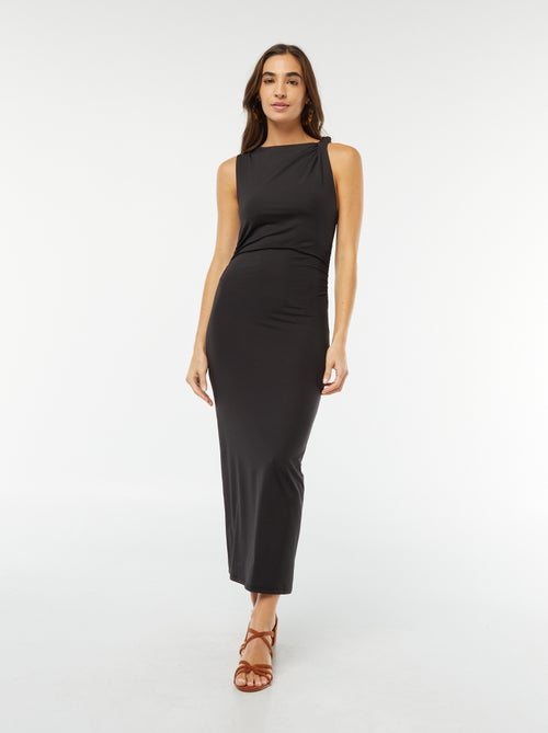 Robe midi drapée sans manches - Kiabi