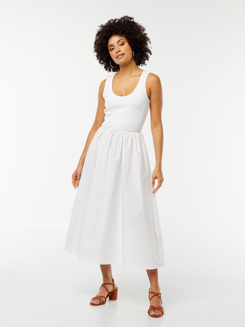 Robe midi  effet 2 en 1 Blanc - Kiabi