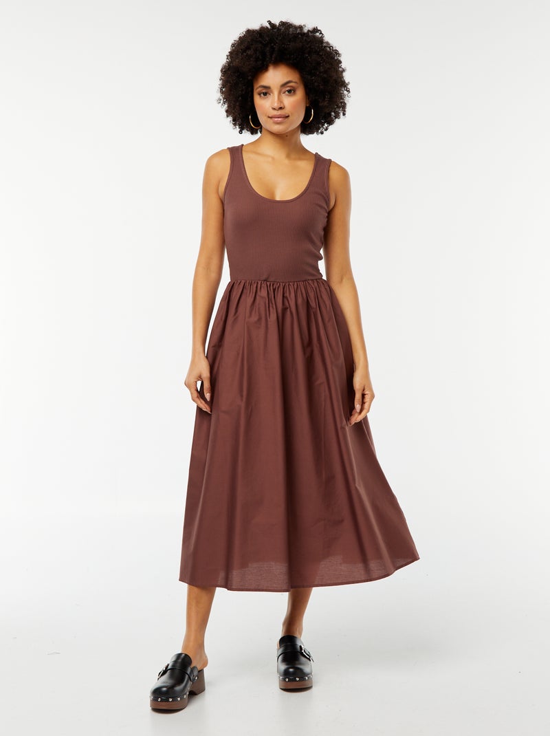 Robe midi  effet 2 en 1 MARRON - Kiabi