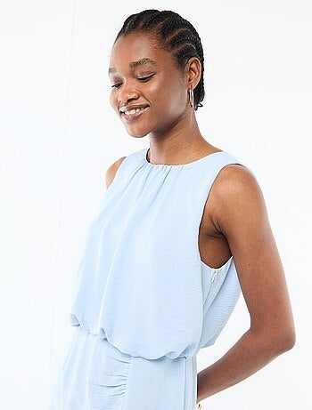 Robe midi effet drapé sans manches