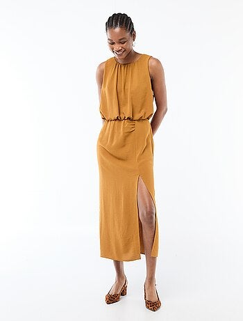 Robe midi effet drapé sans manches