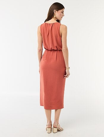 Robe midi effet drapé sans manches