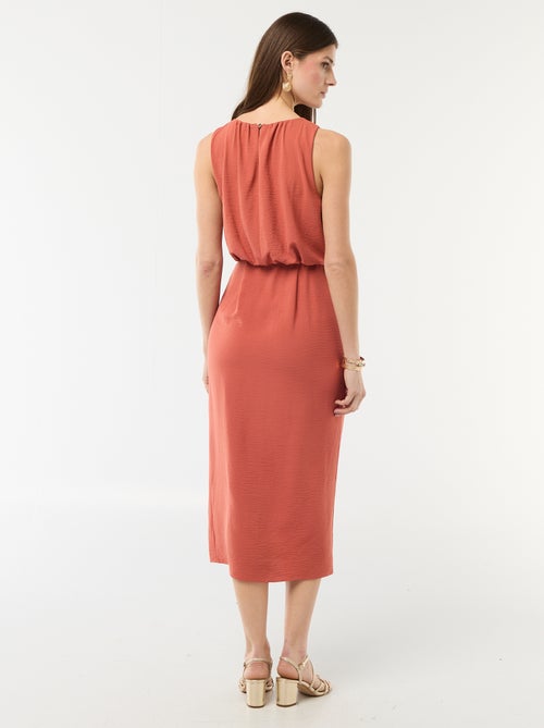 Robe midi effet drapé sans manches - Kiabi