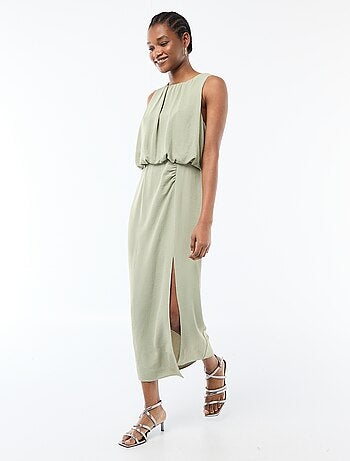 Robe midi effet drapé sans manches