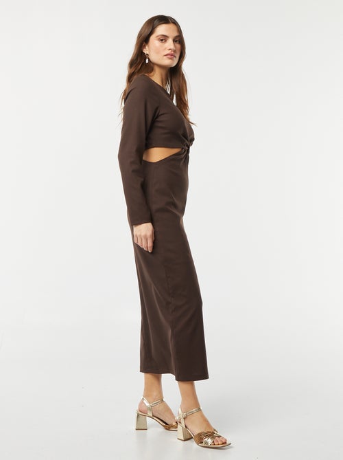Robe midi effet twiste devant - Kiabi