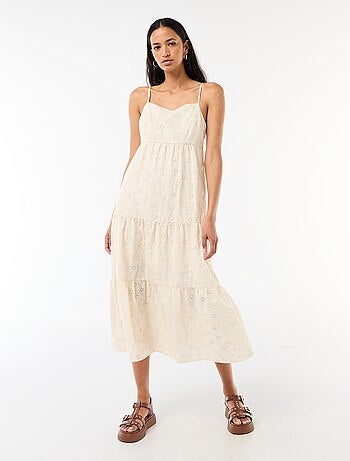 Robe midi en broderie anglaise avec bretelles réglables
