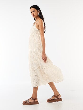 Robe midi en broderie anglaise avec bretelles réglables