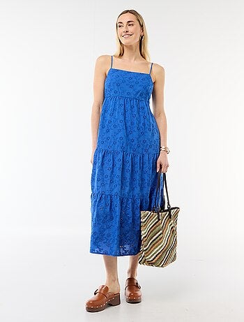 Robe midi en broderie anglaise avec bretelles réglables
