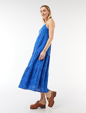 Robe midi en broderie anglaise avec bretelles réglables
