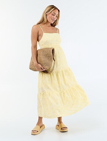 Robe midi en broderie anglaise avec bretelles réglables