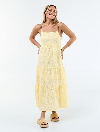 Robe midi en broderie anglaise avec bretelles réglables