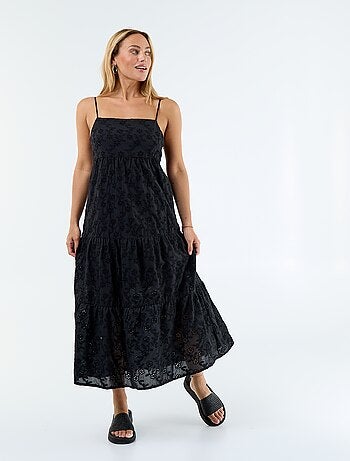 Robe midi en broderie anglaise avec bretelles réglables