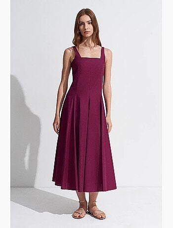 Robe midi en coton, coupe trapèze dilvin