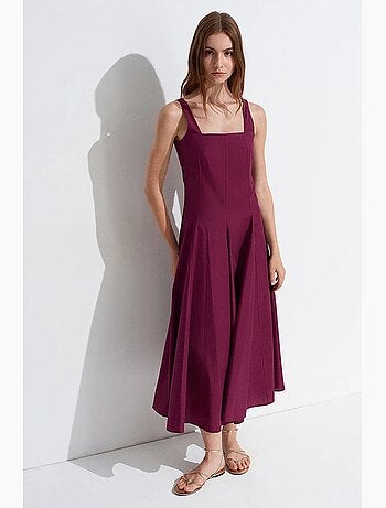 Robe midi en coton, coupe trapèze dilvin
