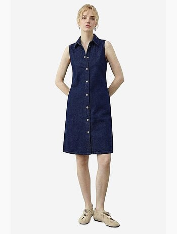 Robe midi en denim avec col chemise et poche lucci