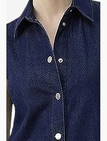 Robe midi en denim avec col chemise et poche lucci
