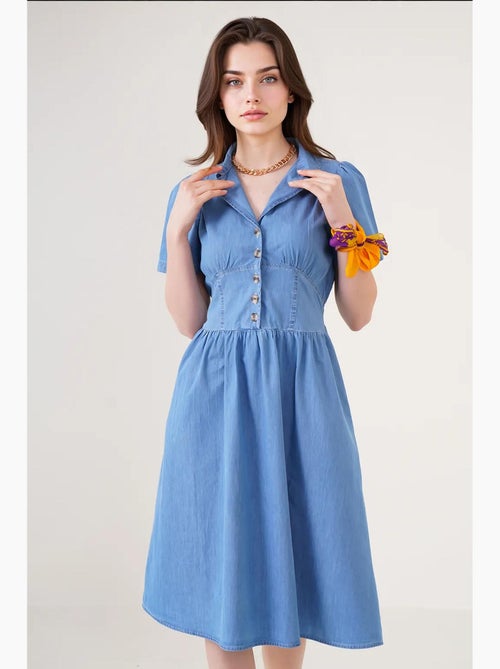 Robe midi en jean avec col chemise et fermeture à boutons bdart - Kiabi Robe midi en jean avec col chemise et fermeture à boutons bdart - Kiabi