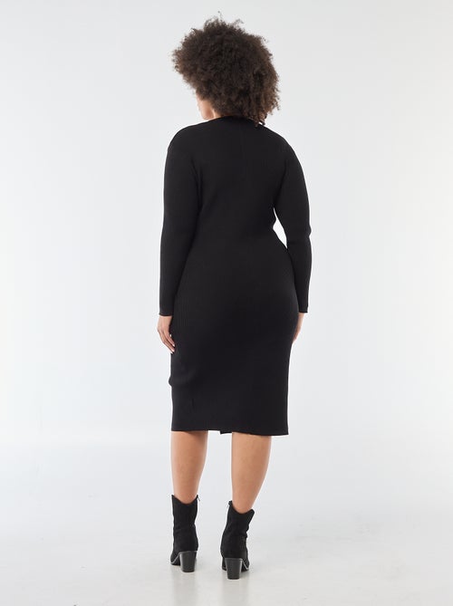Robe midi en maille lourde côtelée esprit gilet - Kiabi