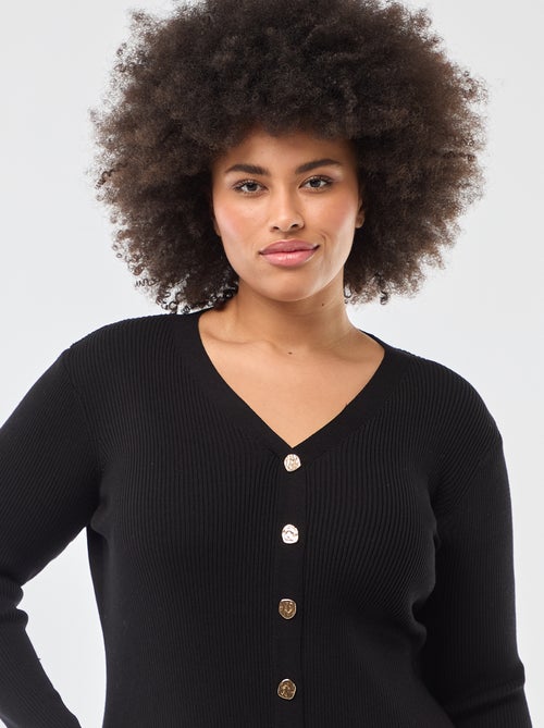 Robe midi en maille lourde côtelée esprit gilet - Kiabi