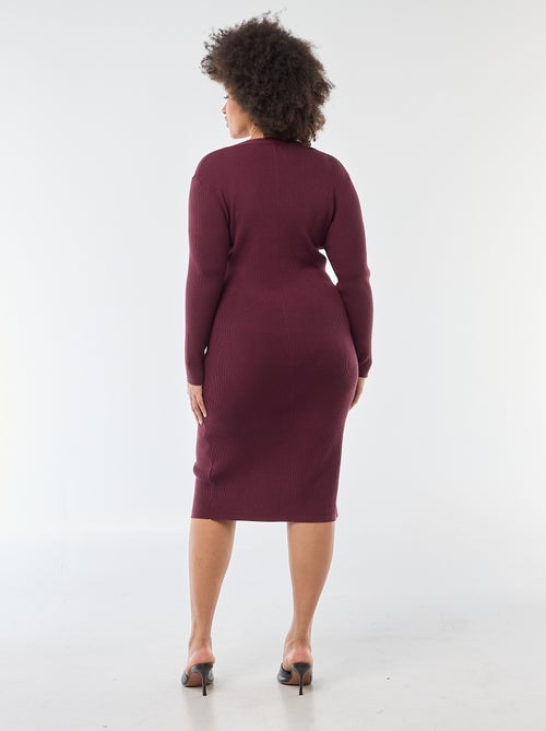 Robe midi en maille lourde côtelée esprit gilet - Kiabi